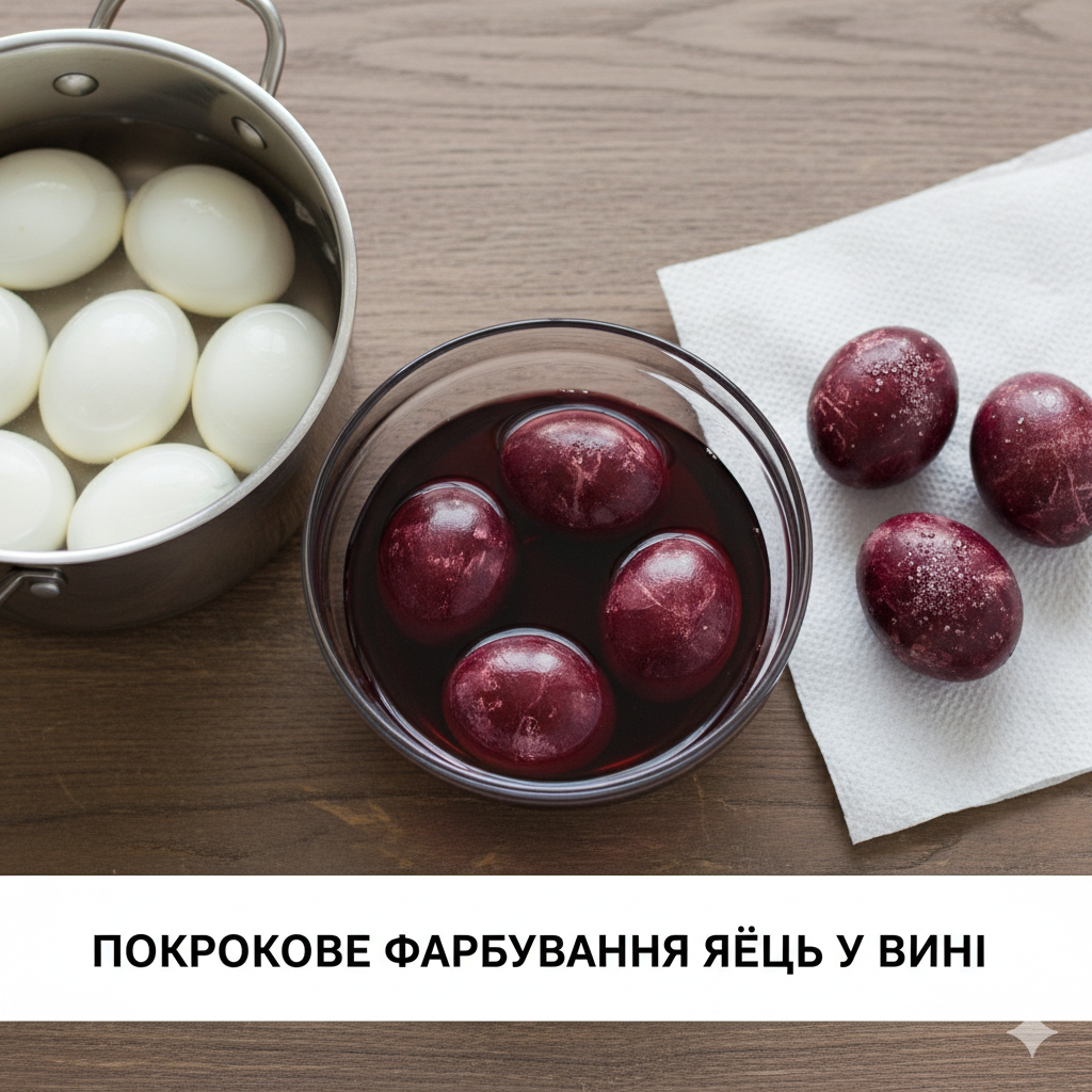 Крок за кроком технологія фарбування яєць у вині